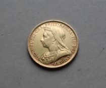 A Victorian gold sovereign dated 1893