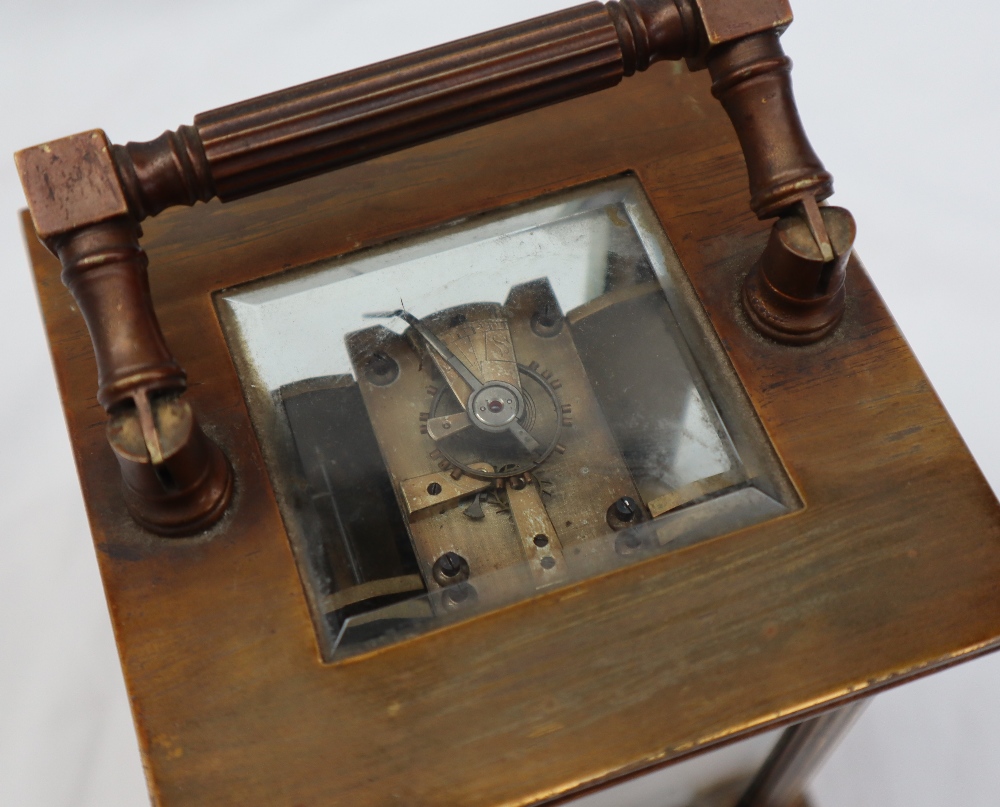 A 20th century brass cased carriage clock, the case with four Ionic columns, - Image 10 of 11