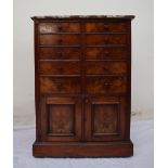 A Victorian marble topped walnut side cabinet,