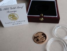 Royal Mint - A 1997 gold proof Sovereign, cased with certificate No.