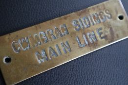 Railwayana - A brass signal box shelfplate "CWMBRAN SIDINGS MAIN LINE", 12 x 3.