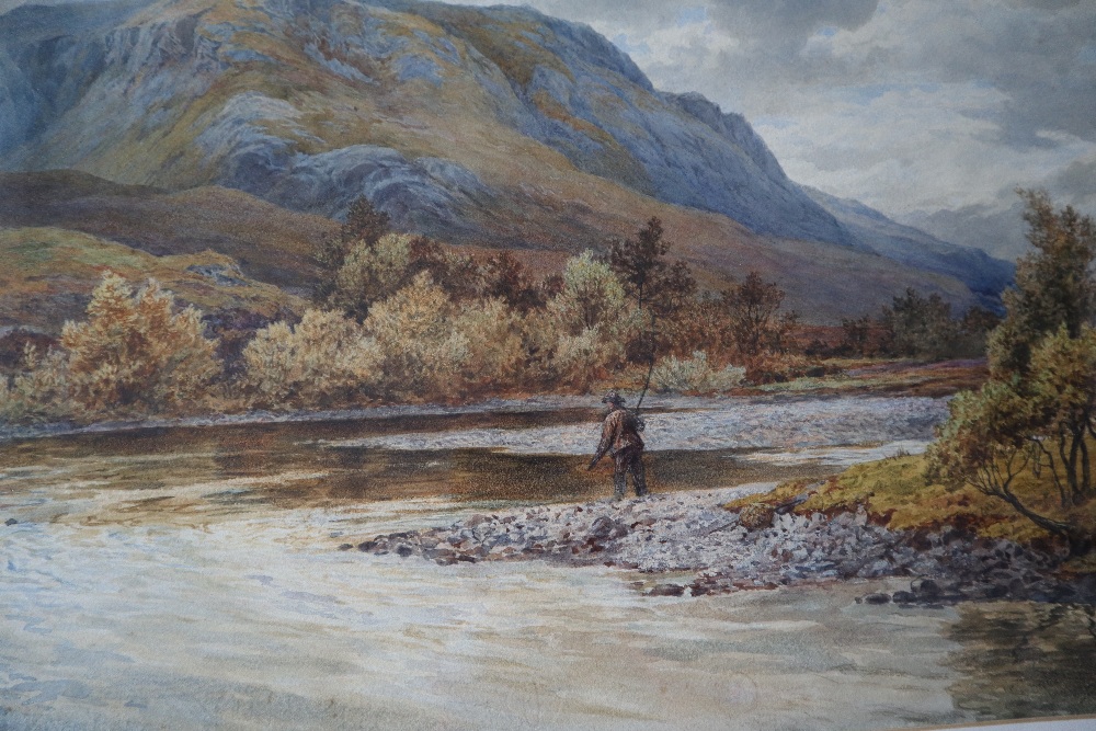 J MacCulloch A landscape scene with a fisherman in the foreground Watercolour Signed and dated - Image 4 of 6
