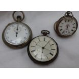 A Victorian silver open faced pocket watch, the white enamel dial with Roman numerals, London, 1873,