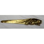 Albert Marionnet - a gilt bronze eagle paper knife, signed, the reverse stamped with text,