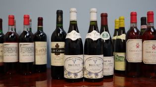 Two bottles of Georges Duboeuf Brouilly 1994 together with a selection of red,