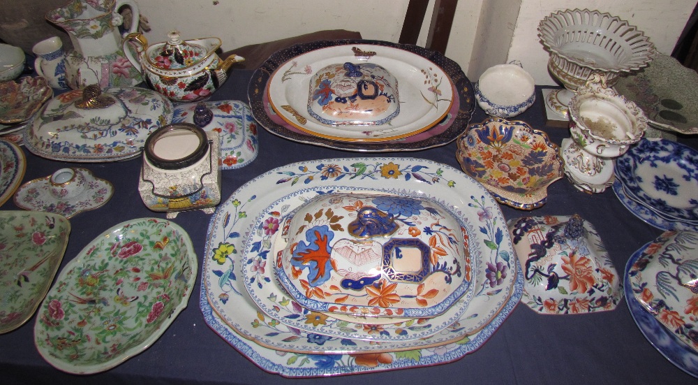 A Masons oriental decorated jug together with stoneware plates, dishes, tureens, teapots, - Image 3 of 3