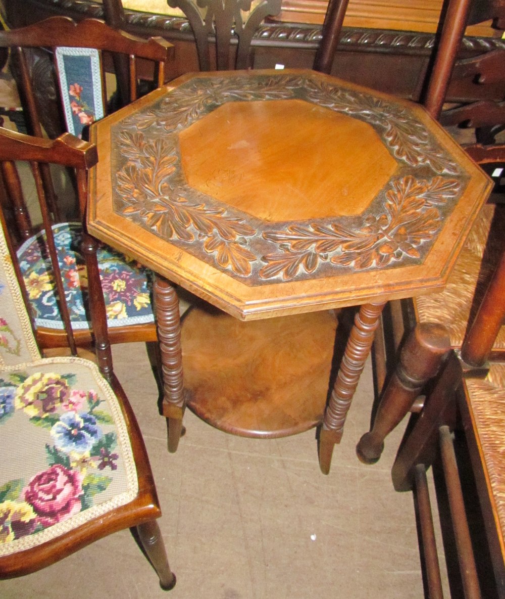 A carved occasional table together with a pair of bedroom chairs and a salon chair - Image 2 of 3