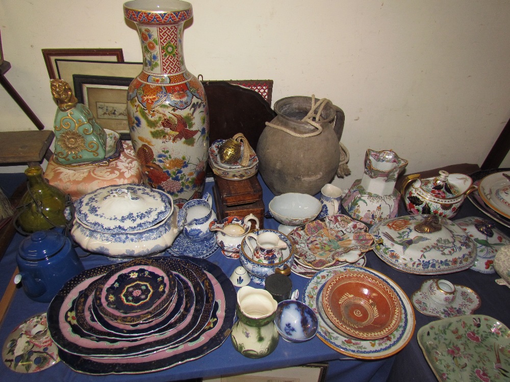 A Masons oriental decorated jug together with stoneware plates, dishes, tureens, teapots, - Image 2 of 3