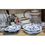 Assorted records together with Myott & Son plates, a stoneware decorated part dessert set,