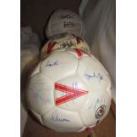Three signed footballs, including Peter Shilton,