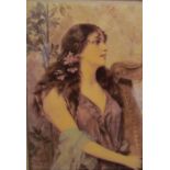 After Conrad Kiesel A crystoleum of a young girl playing a harp Together with a large quantity of