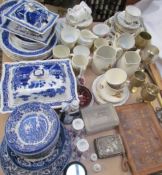 A Broadhurst Blue and white part dinner set, together with a Mandarin pattern part dinner set,