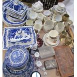 A Broadhurst Blue and white part dinner set, together with a Mandarin pattern part dinner set,