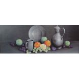 After Reekie Still life study of pewter and fruit A print Together with three other prints