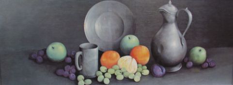 After Reekie Still life study of pewter and fruit A print Together with three other prints