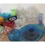 Assorted carnival glass together with commemorative glass dishes,