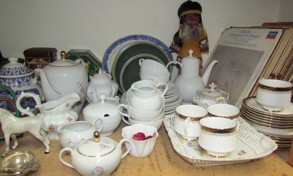 A Paragon part tea set together with a Shelley teapot, other part tea sets, records, table lamp, - Image 3 of 6