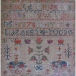 A 19th century sampler together with decorative pictures