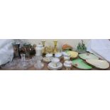 A Royal Doulton series ware part dressing table set together with Carltonware dishes,