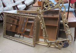 A gilt framed wall mirror together with two other gilt framed wall mirrors