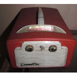 A mid-20th Century Dansette TRG 45 portable battery operated MW-LW radio receiver 7" record player.