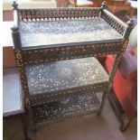 An Anglo Indian mother of pearl inlaid three tier side cabinet,