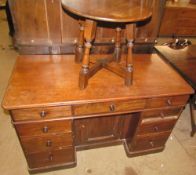 A Victorian mahogany pedestal desk with a rectangular moulded top above a central kneehole and two