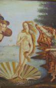 After Botticelli Venus Oil on canvas Together with three other modern oil paintings