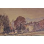 Michael W King Landscape scene Watercolour Signed Together with a watercolour of a lady and child