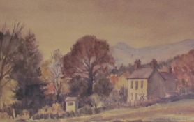 Michael W King Landscape scene Watercolour Signed Together with a watercolour of a lady and child