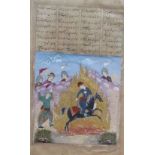 19th century Indian School A figure on horseback with other figures Watercolour Together with an