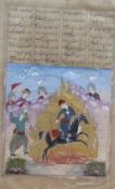 19th century Indian School A figure on horseback with other figures Watercolour Together with an
