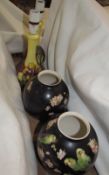 A pair of Moorcroft pottery lamps together with a pair of Windsor art pottery vases