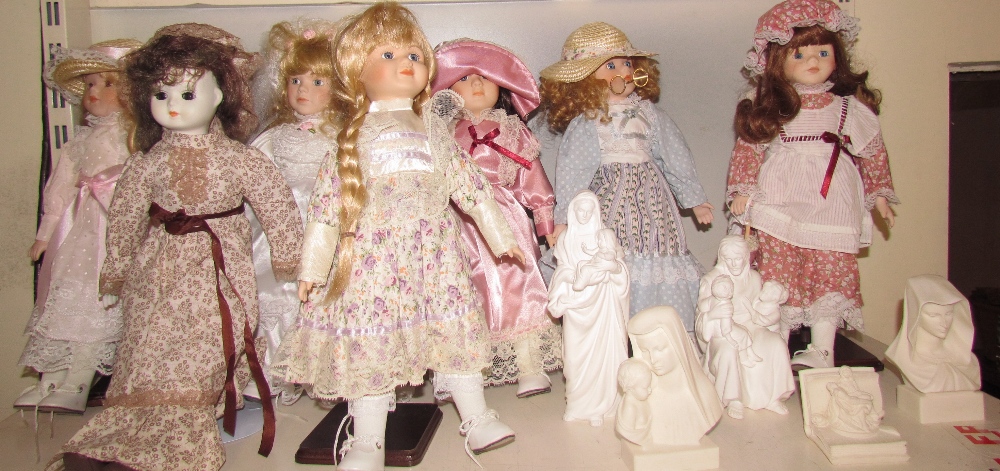 Assorted collectors dolls together with records, an Ironstone part tea set, - Image 2 of 3