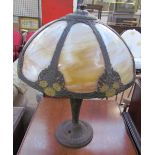 A Tiffany style table lamp with smoked glass panels,