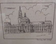 An embroidery of The City Hall Cardiff,