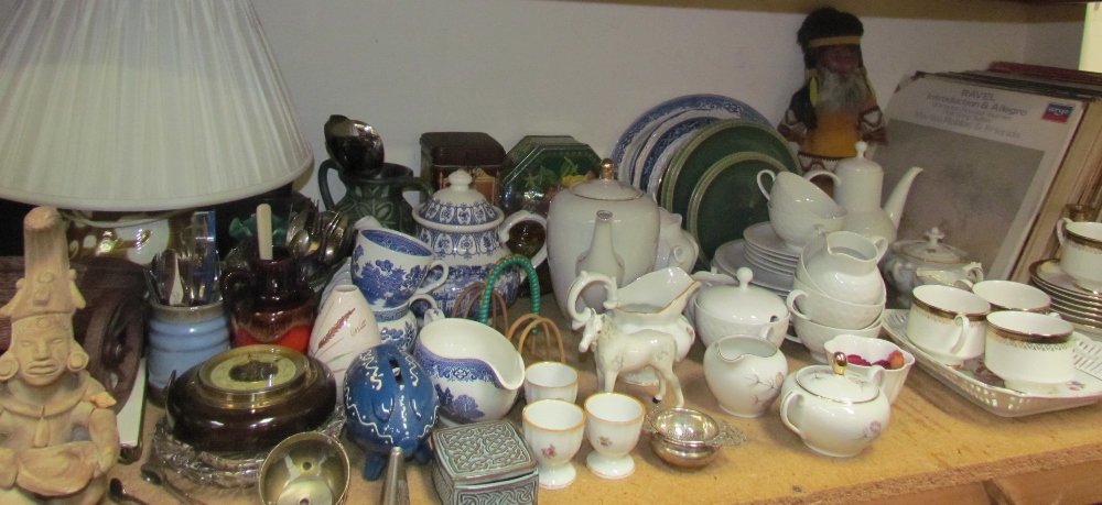 A Paragon part tea set together with a Shelley teapot, other part tea sets, records, table lamp, - Image 4 of 6