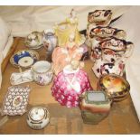 A collection of Masons jugs together with Royal Doulton figures etc