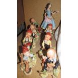 Capodimonte figures of Snow White and the seven dwarves