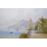 Edwin St John Italian Lake Scene Watercolour Signed