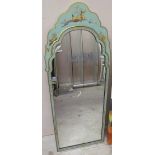 A chinoiserie decorated wall mirror with green lacquer decoration