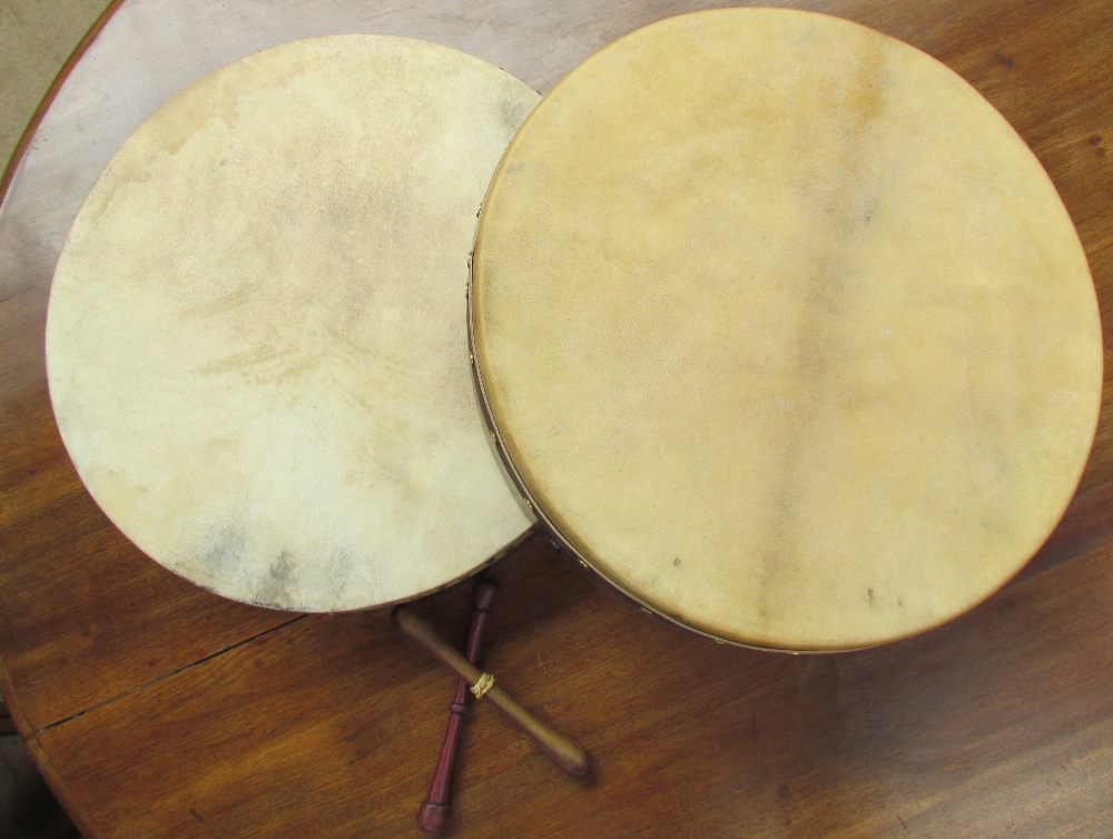 Two Irish Bodhran hand drums