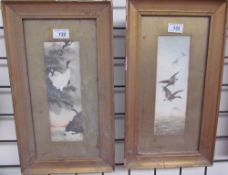 20th century Japanese School Geese in Flight Watercolour Together with two other watercolours