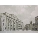 A set of four black and white prints of architectural scenes