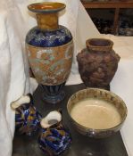 A Royal Doulton Slaters pattern vase, together with a Royal Doulton bowl,