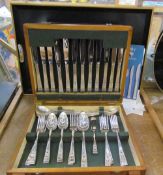 An Oneida electroplated part flatware service together with a tray