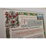 A City of Cardiff illuminated manuscript Presented to Mr Sydney Tapper-Jones O.St.J. LLB.