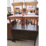 A 19th century oak gate leg dining table together with two dining chairs