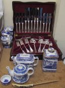 A cased part flatware service together with an assortment of ceramics