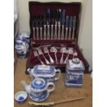 A cased part flatware service together with an assortment of ceramics